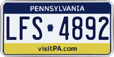 PA license plate LFS4892