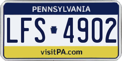PA license plate LFS4902