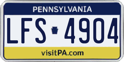 PA license plate LFS4904