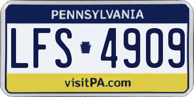 PA license plate LFS4909