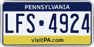 PA license plate LFS4924