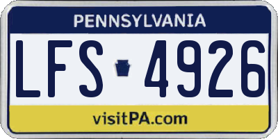 PA license plate LFS4926