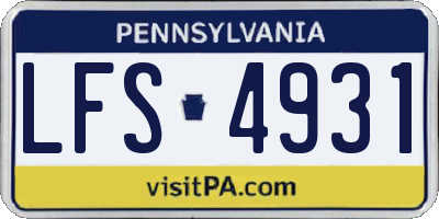PA license plate LFS4931