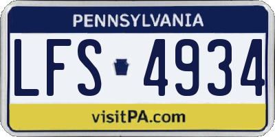 PA license plate LFS4934