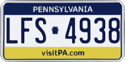 PA license plate LFS4938