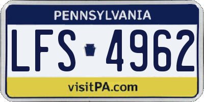 PA license plate LFS4962