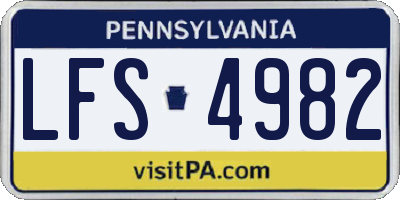 PA license plate LFS4982