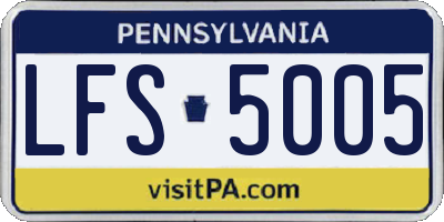 PA license plate LFS5005