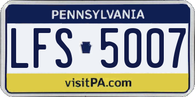 PA license plate LFS5007