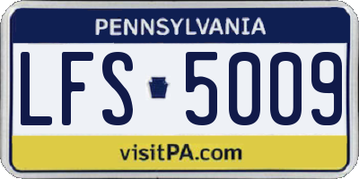 PA license plate LFS5009
