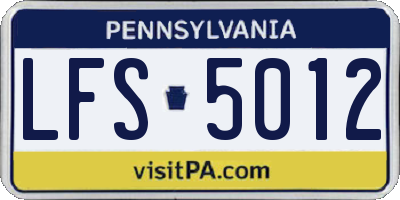 PA license plate LFS5012