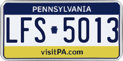 PA license plate LFS5013