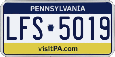 PA license plate LFS5019