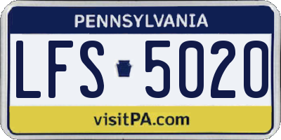 PA license plate LFS5020