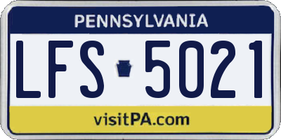 PA license plate LFS5021