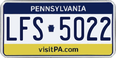 PA license plate LFS5022