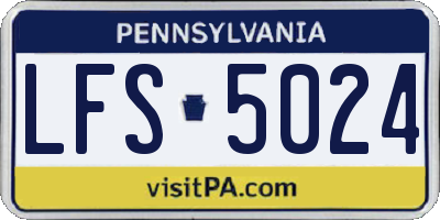 PA license plate LFS5024