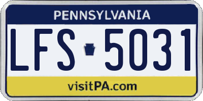 PA license plate LFS5031