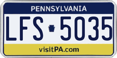 PA license plate LFS5035