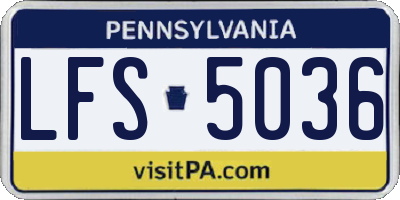 PA license plate LFS5036