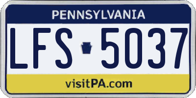 PA license plate LFS5037