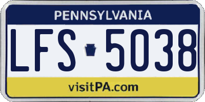 PA license plate LFS5038