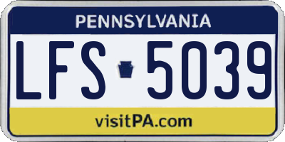 PA license plate LFS5039