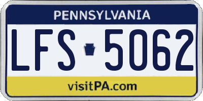PA license plate LFS5062