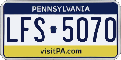 PA license plate LFS5070