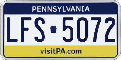 PA license plate LFS5072