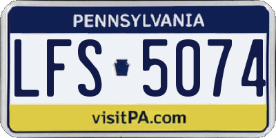 PA license plate LFS5074