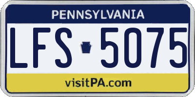 PA license plate LFS5075
