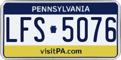 PA license plate LFS5076