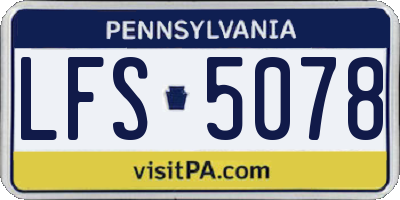 PA license plate LFS5078