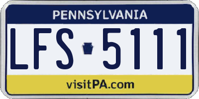 PA license plate LFS5111
