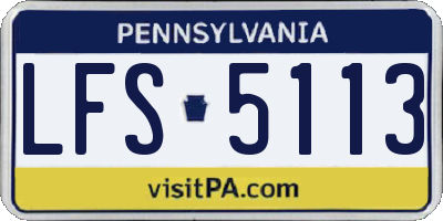PA license plate LFS5113