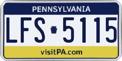 PA license plate LFS5115