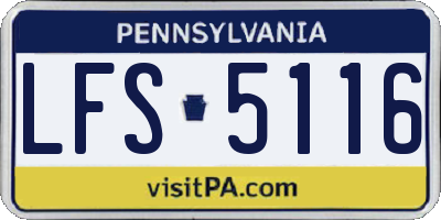 PA license plate LFS5116