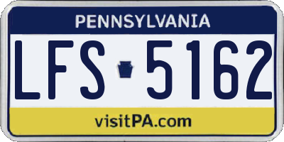PA license plate LFS5162