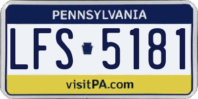 PA license plate LFS5181
