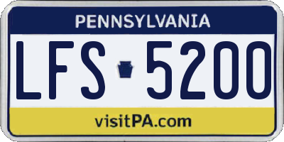 PA license plate LFS5200