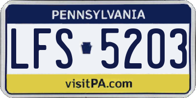 PA license plate LFS5203