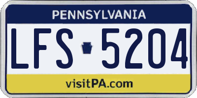 PA license plate LFS5204