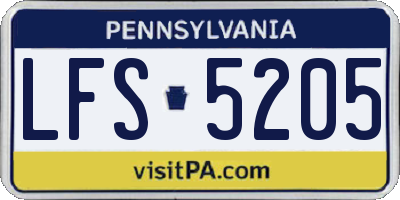 PA license plate LFS5205