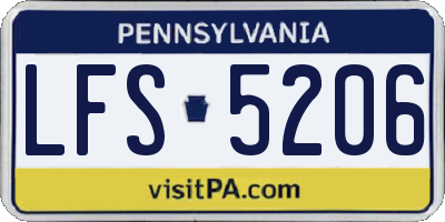 PA license plate LFS5206