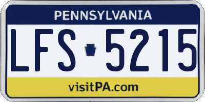PA license plate LFS5215