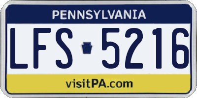 PA license plate LFS5216