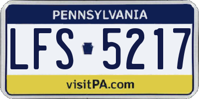 PA license plate LFS5217