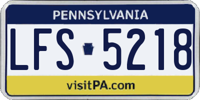PA license plate LFS5218