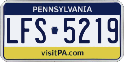 PA license plate LFS5219